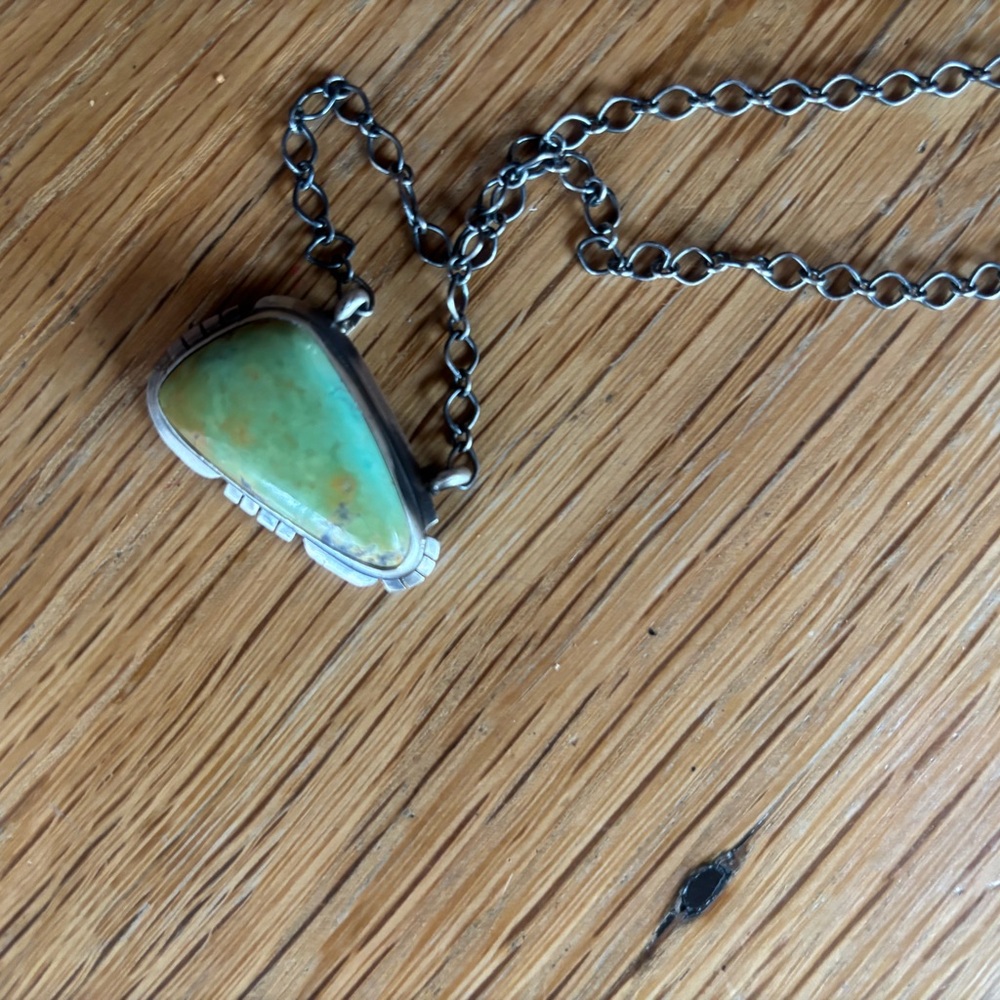 Artisan Silver Necklace by Antionette Martinez Boulder Turquoise Pendant - Picture 2 of 6